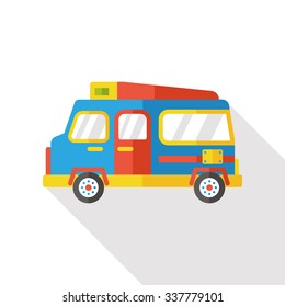 travel camp van flat icon