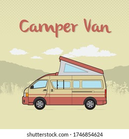 Diseño vectorial de la camioneta de camping de viaje