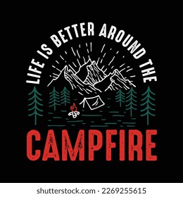 Travel Campfire slogan print design