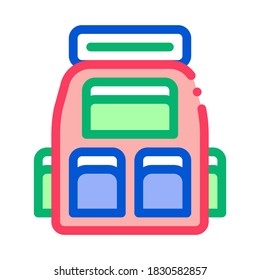Travel Camping Backpack Icon Vector. Outline Travel Camping Backpack Sign. Isolated Contour Symbol Illustration