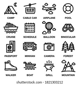 TRAVEL & CAMPING ICON SET 