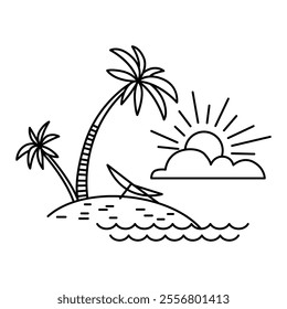 Travel camping line icon. Vector Monochrome Line Art Leisure Icon