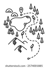 Travel camping line icon. Vector Monochrome Line Art Leisure Icon