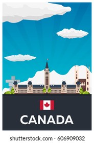 Travel to Canada. America. Vector flat illustration