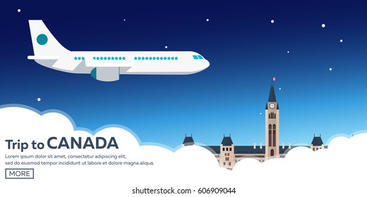 Travel to Canada. America. Vector flat illustration