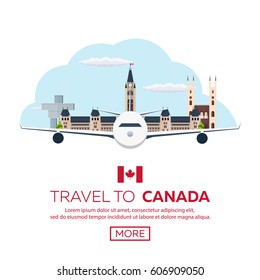 Travel to Canada. America. Vector flat illustration