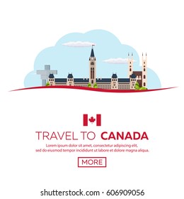 Travel to Canada. America. Vector flat illustration