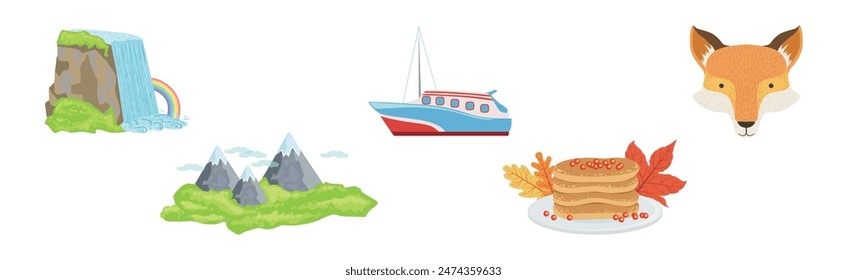 Travel to Canada Famous Landmark Colorful Vector Set