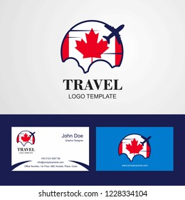 Travel Canada Flag Logo and Visiting Card Design