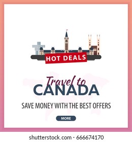 Travel to Canada. Travel Template Banners for Social Media. Hot Deals. Best Offers