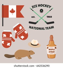 Travel canada traditional objects country tourism design national symbol vector illustration.