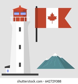 Travel canada traditional objects country tourism design national symbol vector illustration.