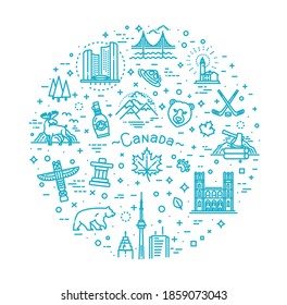 travel Canada traditional objects. Vector illustration