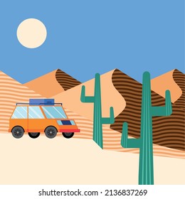travel car in desert scene