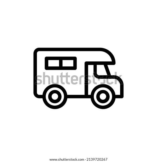 Travel Car Icon. Line Art Style Design\
Isolated On White\
Background