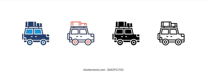 Travel Car icon set multiple style collection