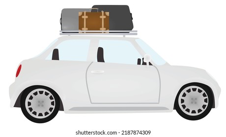 Travel car with suitcases. vector