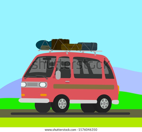 Travel car\
Vector illustration in cartoon\
style.