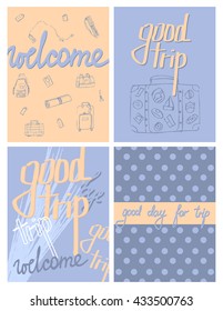 Travel card set. Vector  illustration