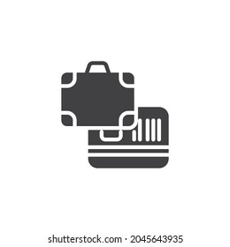 Travel card vector icon. filled flat sign for mobile concept and web design. Card and suitcase glyph icon. Symbol, logo illustration. Vector graphics