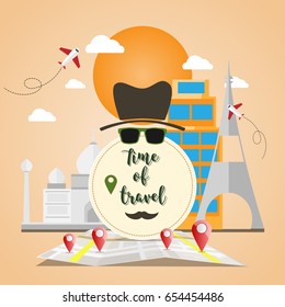 Travel cards with maps and GPS, vector illustrations