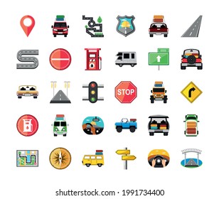 travel cartoon cars traffic sign