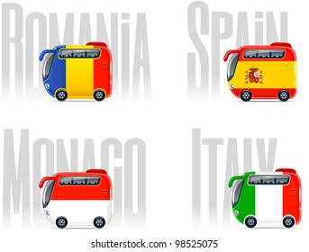 Travel cartoon icons: buses