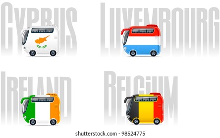 Travel cartoon icons: buses (set #6 )