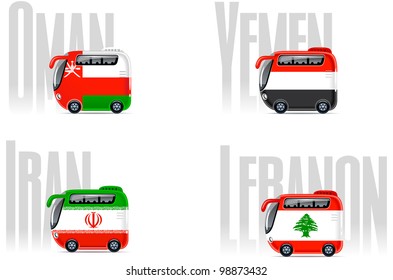 Travel cartoon icons: buses (set #19)