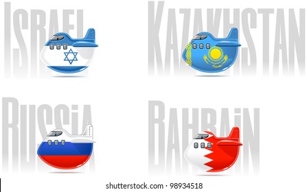 Travel cartoon icons: planes (Set #14) Shadows and text are in the separate layers.