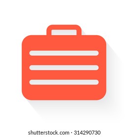 Travel Case symbol  in orange with drop shadow on white background