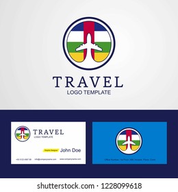 Travel Central African Republic Creative Circle flag Logo and Business card design