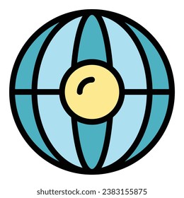 Travel centre globe icon outline vector. Around map. Global earth color flat