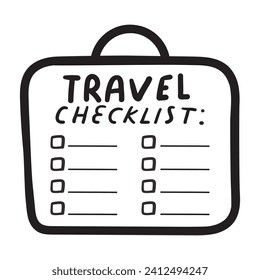 Travel checklist. Badge. Hand drawn vector illustration on white background.