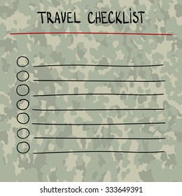 travel checklist. Lines with check boxes. checklist for note. consent. check mark. 