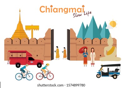Travel to Chiangmai. Amazing in Northern Thailand. Vector illustration svg