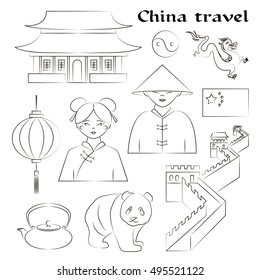 Travel to China. Set of icons