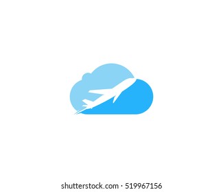 Travel Cloud Flight Trip Logo Design Template