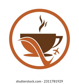 Travel coffee logo design illustration. Traveling Coffee logo design template vector.