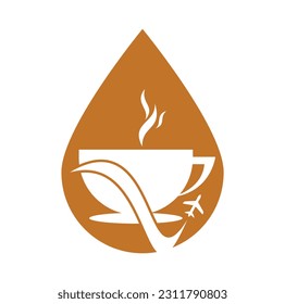 Travel coffee logo design illustration. Traveling Coffee logo design template vector.