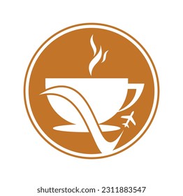 Travel coffee logo design illustration. Traveling Coffee logo design template vector.