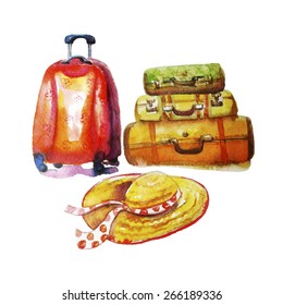 Travel  collection, each element on a separate layer