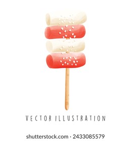 Travel Collection, South Korea, Food, Watercolor Element Vector Illustration