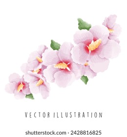 Travel Collection, South Korea, Rose Of Sharon, Watercolor Element Vector Illustration