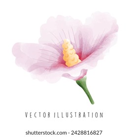 Travel Collection, Südkorea, Rose of Sharon, Aquarellelement Vektor-Illustration