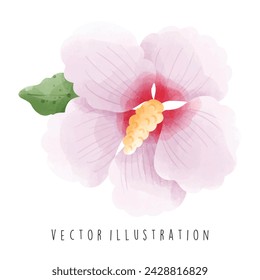 Travel Collection, South Korea, Rose Of Sharon, Watercolor Element Vector Illustration