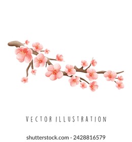 Colección de viajes, Corea del Sur, Flor de Sakura, Elemento de acuarela Ilustración vectorial