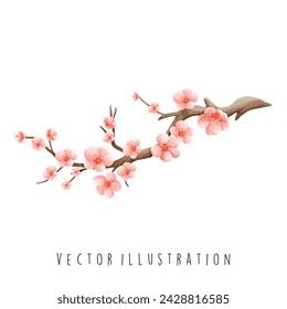 Travel Collection, South Korea,Sakura Flower, Watercolor Element Vector Illustration