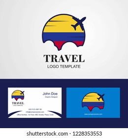 Travel Colombia Flag Logo and Visiting Card Design