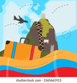 Travel to Colombia. Guatape mountain landscape - Vector illustration